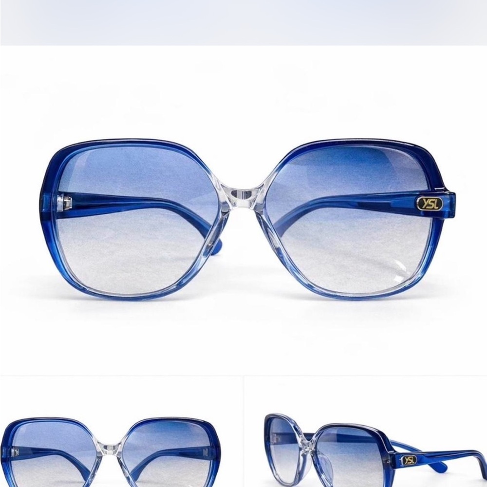 Yves Saint Laurent Blue Gradient Hexagon Sunglasses